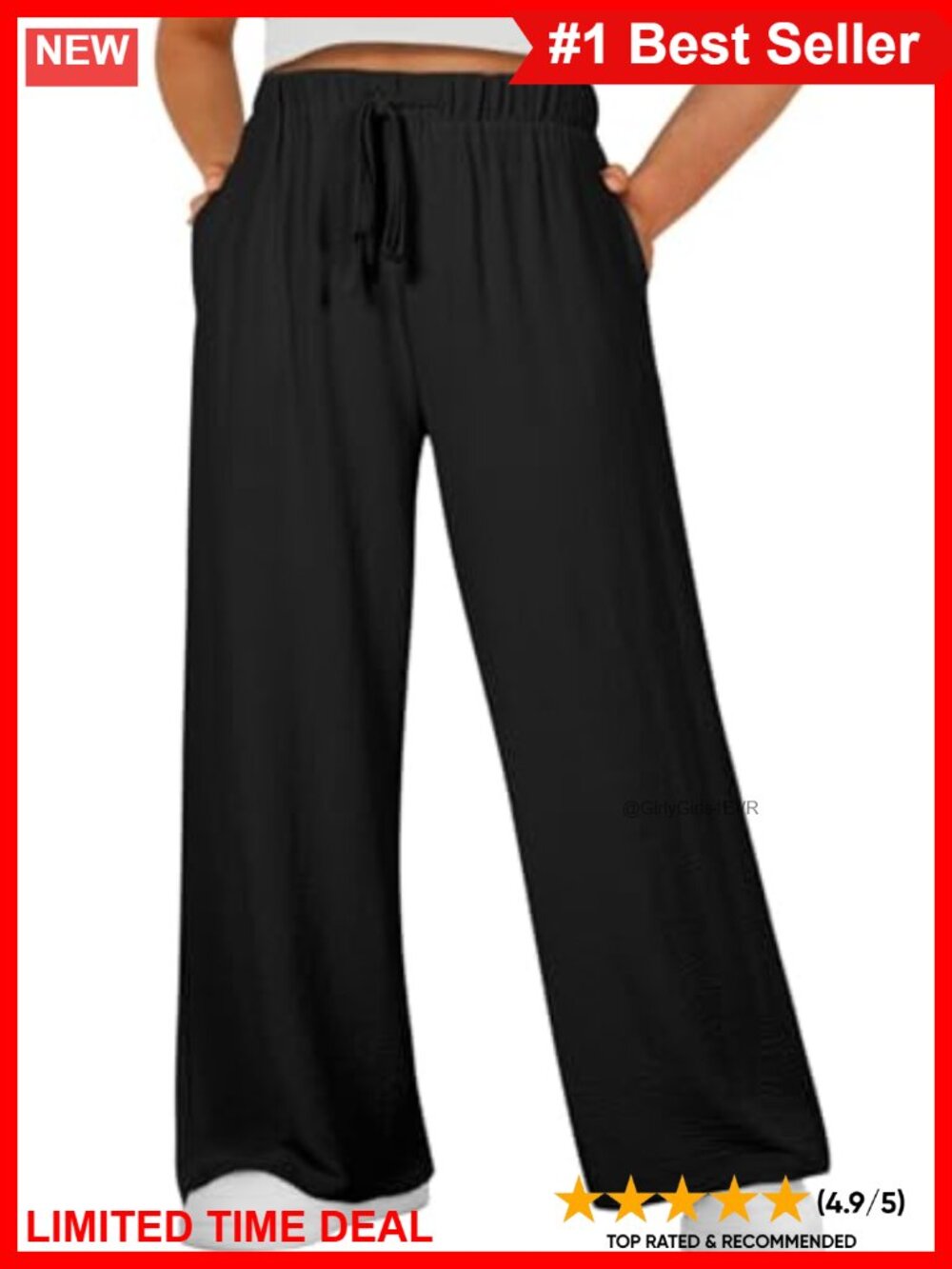 Plus Size Wide Leg Trousers with Pockets High Waist Casual Pants